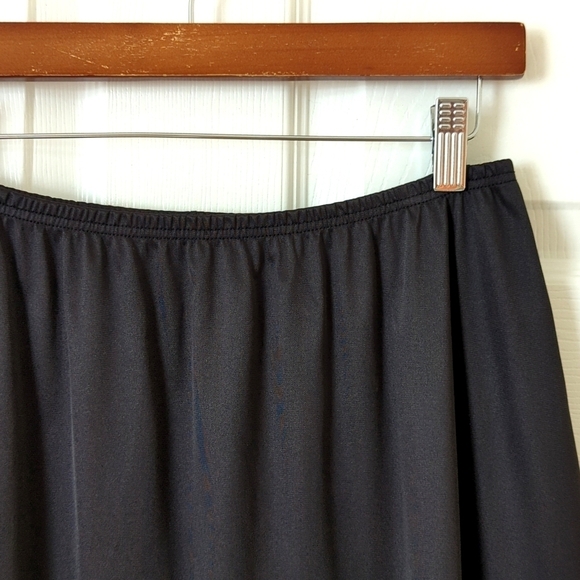 Vanity Fair 80's Vintage Silky Lace Trim High Waisted Mini Slip Skirt Black L - Picture 3 of 8